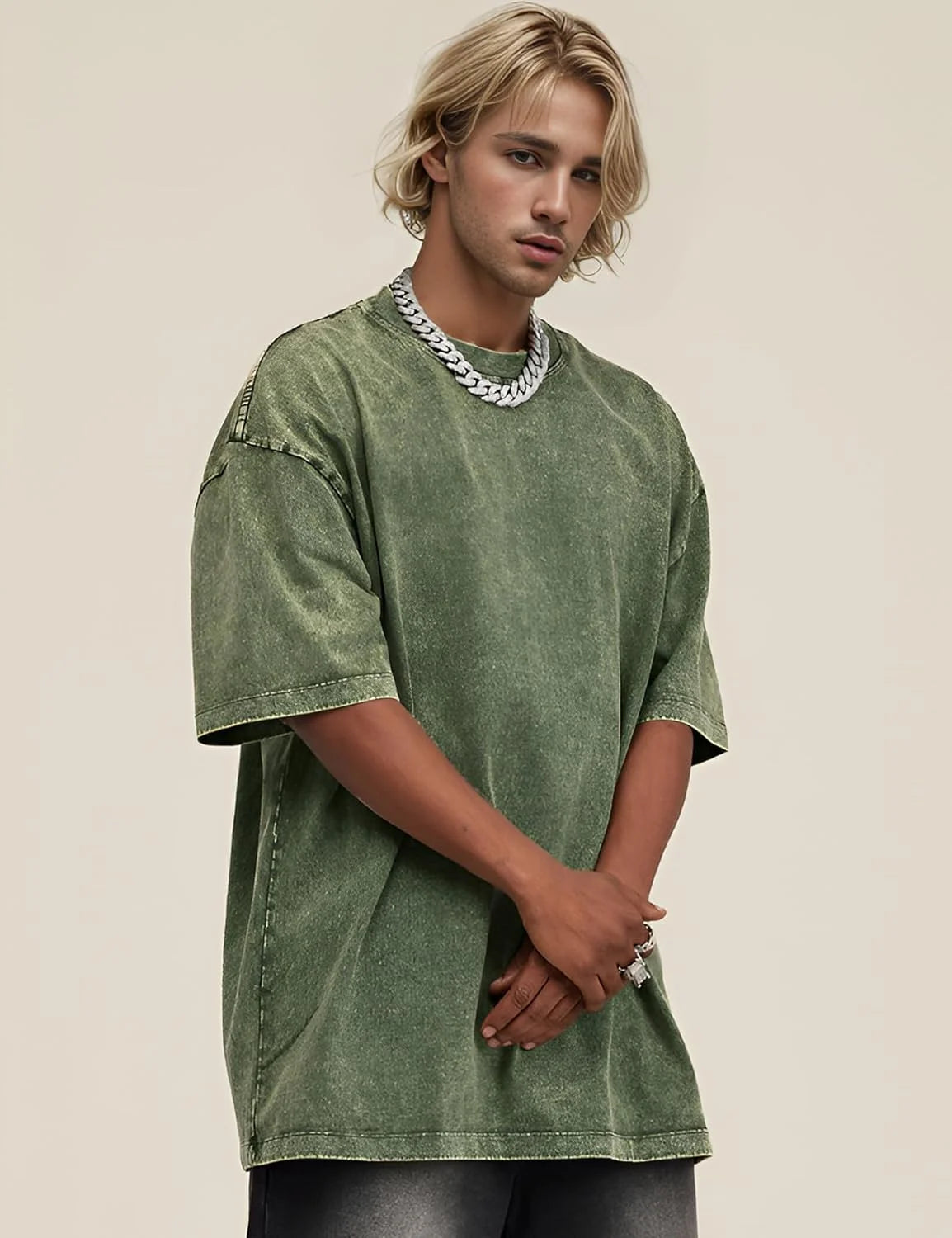 3 Pack Men Oversized T Shirts Vintage Tee Loose Fit Short Sleeve Casual Streetwear Baggy Washed Unisex Tops